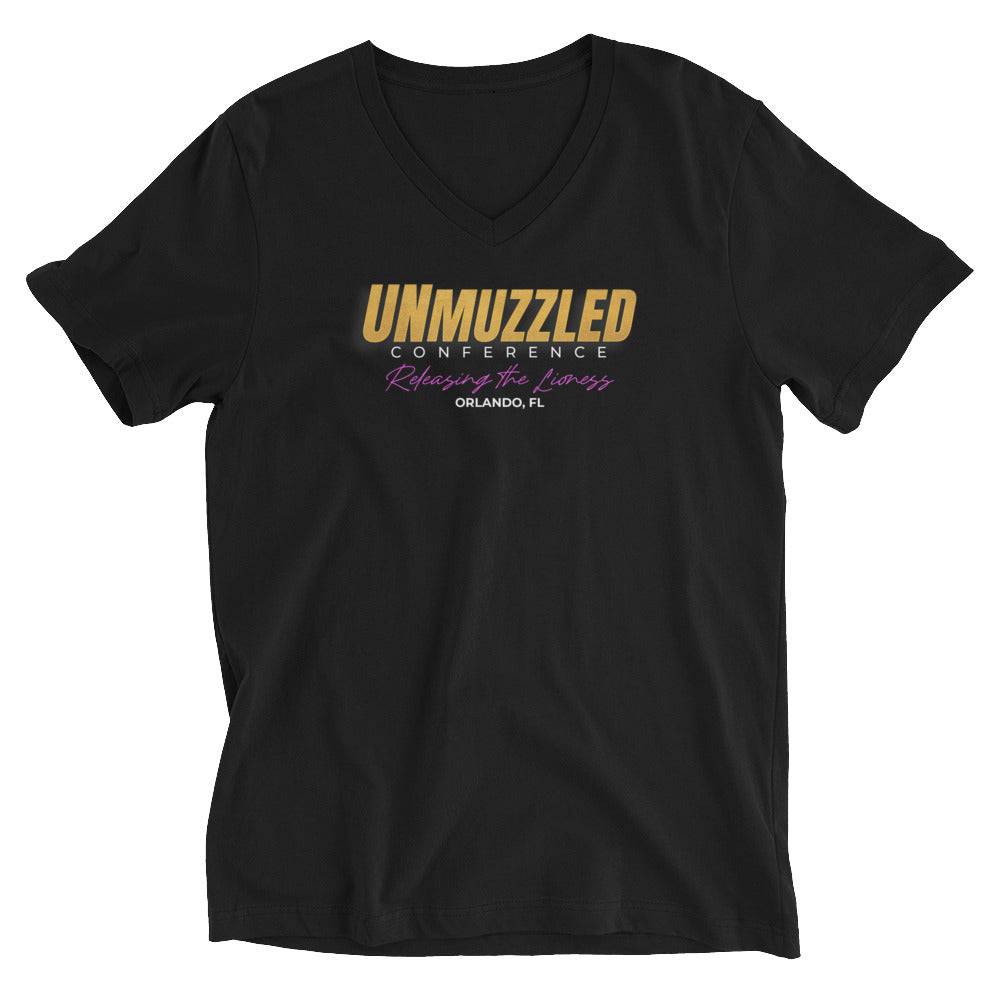 UNMUZZLED Unisex Short Sleeve V-Neck T-Shirt