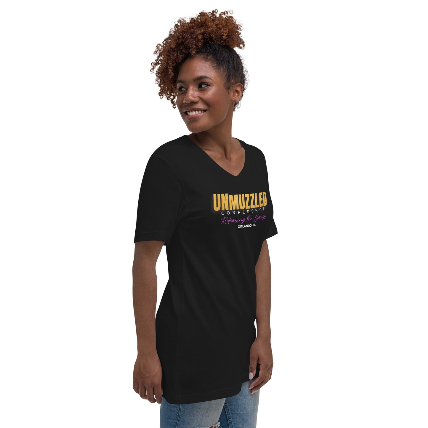 UNMUZZLED Unisex Short Sleeve V-Neck T-Shirt