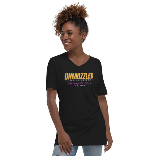 UNMUZZLED Unisex Short Sleeve V-Neck T-Shirt