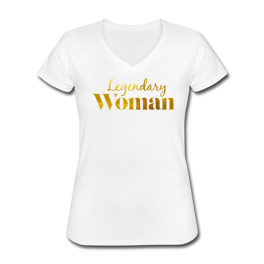 :egendary Woman Women's V-Neck T-Shirt White - white